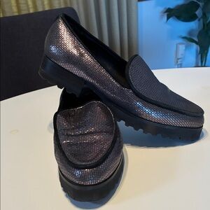 Donald J. Pliner Metallic Black Loafers